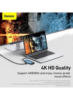 Baseus Metal Gleam Series 6-in-1 Multifunctional Type-C HUB Docking Station 4K Blue  - Image 5
