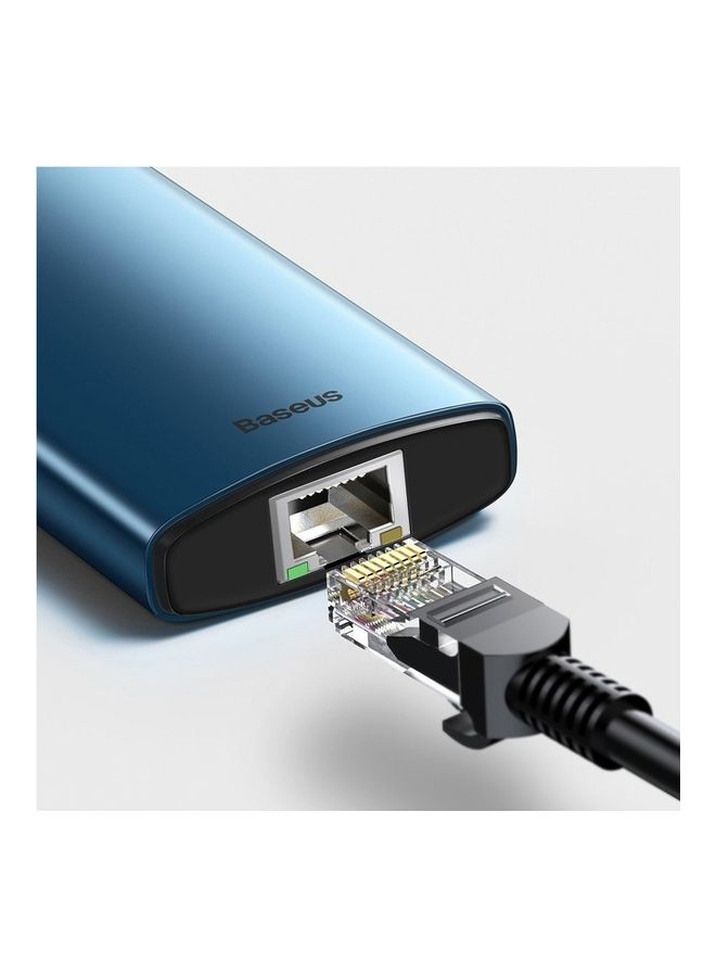 Baseus - Metal Gleam Series 6-in-1 Multifunctional Type-C HUB Docking Station 4K Blue - Image 1