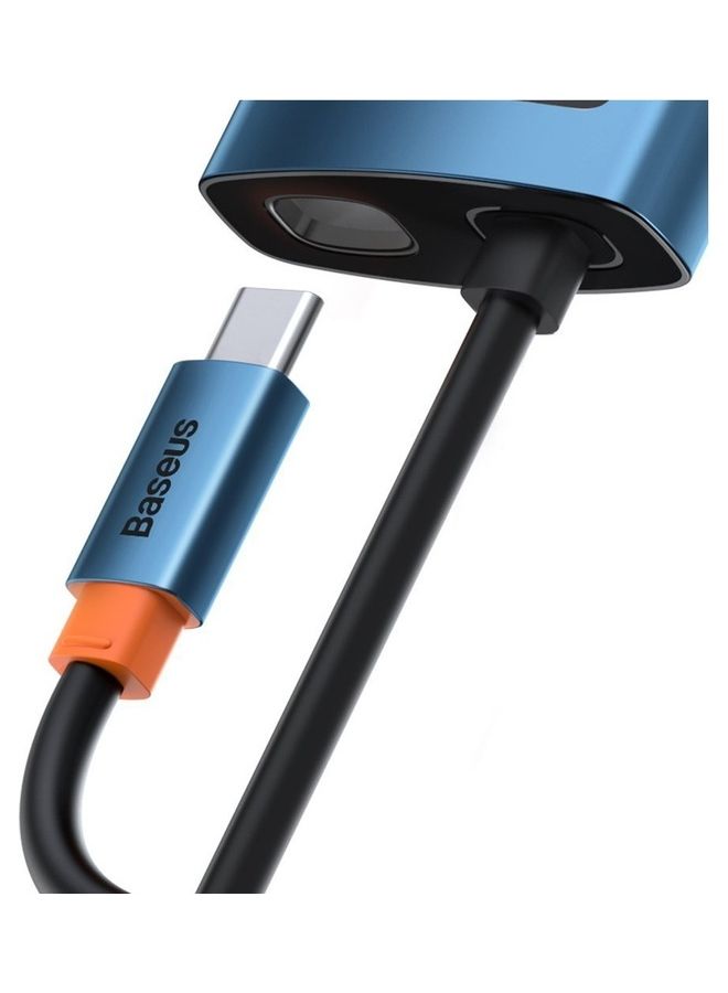 Baseus - Metal Gleam Series 6-in-1 Multifunctional Type-C HUB Docking Station 4K Blue - Image 1