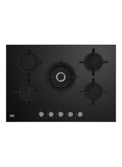 Beko Built-in Gas Hob 75cm - Crystal 4 Burners + 1 Wok - HILW 75222 S Black  - Image 1
