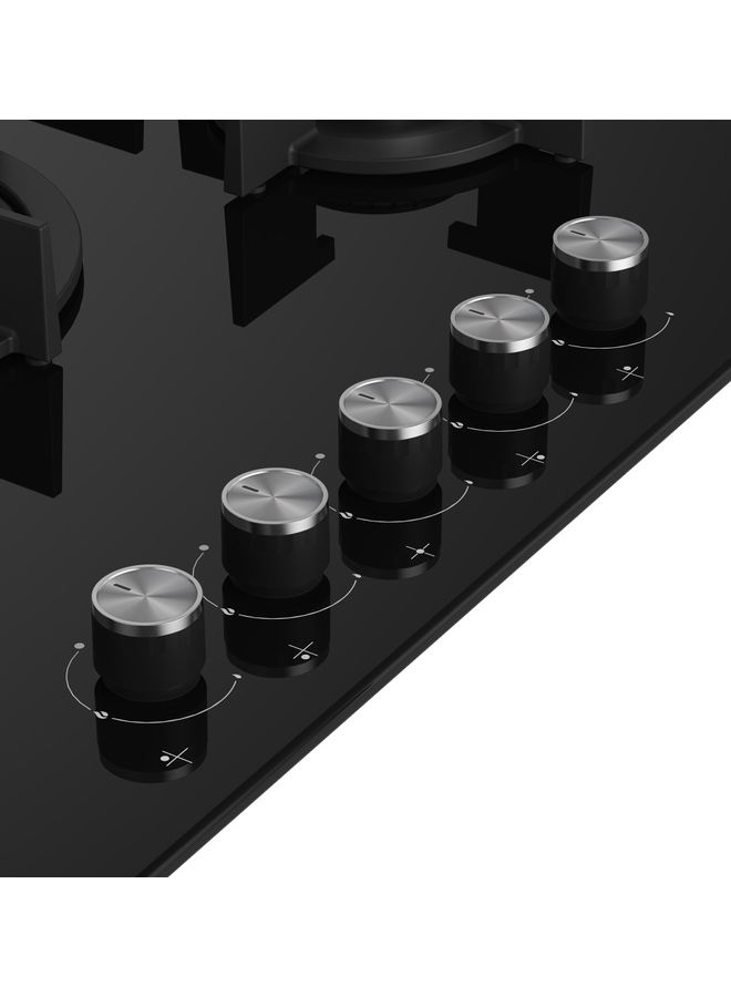 Beko - Built-in Gas Hob 75cm - Crystal 4 Burners + 1 Wok - HILW 75222 S Black - Image 1