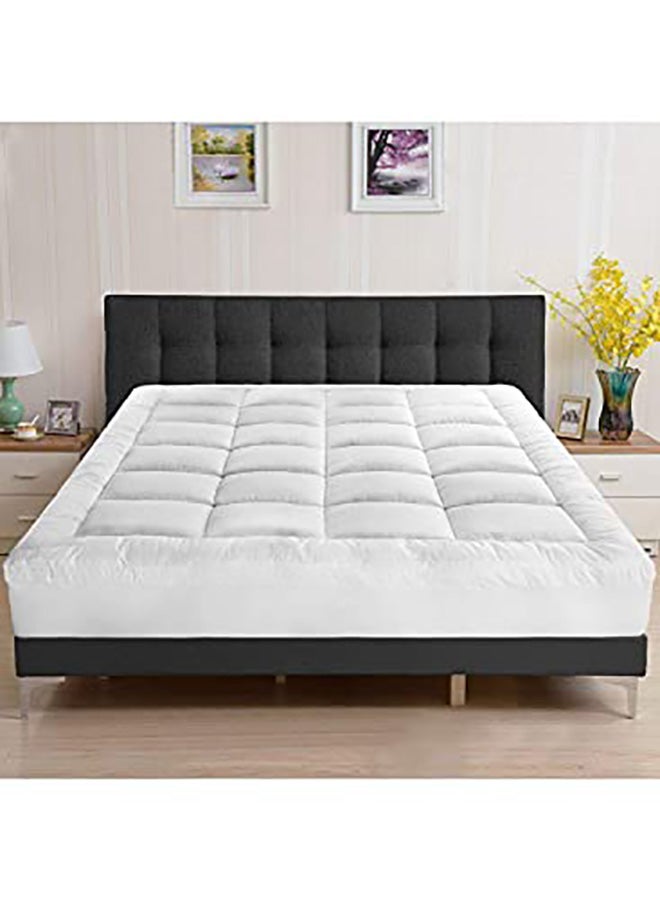 PENHALIGON'S Lux Mattress Topper 10 cm Microfiber Filing With Rubber Corner Edges Cotton White 200x120cm - Image 1