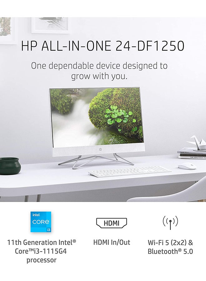 HP - 24-dp1250 AIO Desktop With 23.8-Inch Display, Core i3-1115G4 Processer/8GB RAM/512GB SSD/Intel UHD Graphics English/Arabic English/Arabic Snow White - Image 1