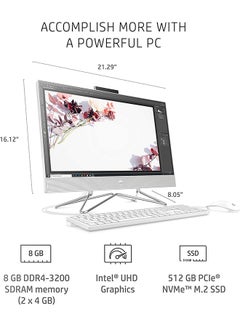 HP 24-dp1250 AIO Desktop With 23.8-Inch Display, Core i3-1115G4 Processer/8GB RAM/512GB SSD/Intel UHD Graphics English/Arabic English/Arabic Snow White  - Image 3