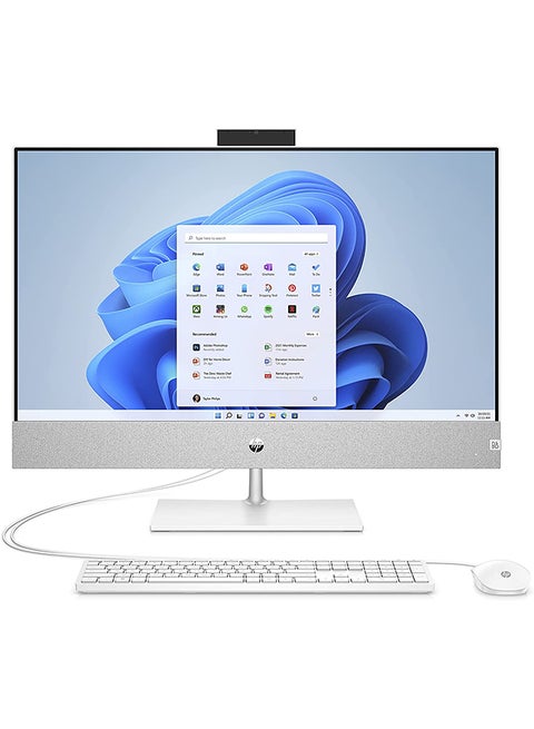 Pavilion 27-ca1001ne AIO Desktop With 27-Inch Display, Core i7 Processer/16GB RAM 1TB HDD + 256GB SSD/Intel UHD Graphics English/Arabic English/Arabic Snow White