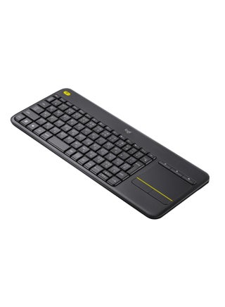 K400 Plus Wireless Livingroom Keyboard with Touchpad for Home Theatre PC Connected to TV, Customizable Multi-Media Keys, Windows, Android, Laptop/Tablet, Arabic Keyboard Black - v1662965794/N33005214A_1