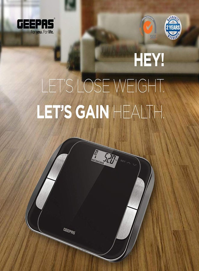 GEEPAS - Body Fat Bathroom Scale Smart High Accuracy Digital Weighing Scales For Body Weight Muscle Mass, Body Hydration, Water And Bone Mass - Image 1