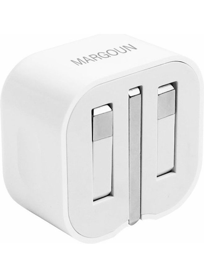 MARGOUN - USB-C 20W Wall Charger Power Adapter with Lightning to USB-C Cable 1m Fast Charge Travel Adapter with Foldable Pins White - Image 1