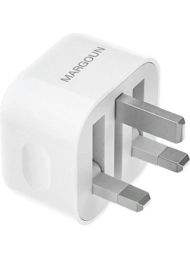 MARGOUN - USB-C 20W Wall Charger Power Adapter with Lightning to USB-C Cable 1m Fast Charge Travel Adapter with Foldable Pins White - Image 1