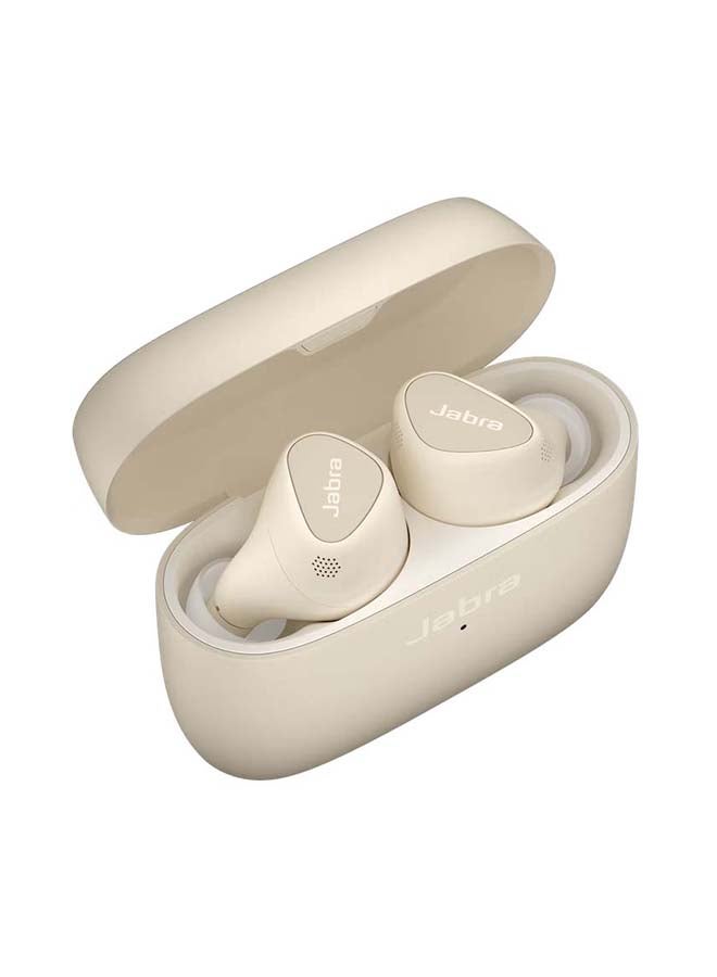 Jabra - Elite 5 True Wireless In Ear Bluetooth Earbuds with Hybrid Active Noise Cancellation (ANC), 6 built-in Microphones for Clear Calls, Small Ergonomic Fit and 6 mm Speakers Gold Beige - Image 1