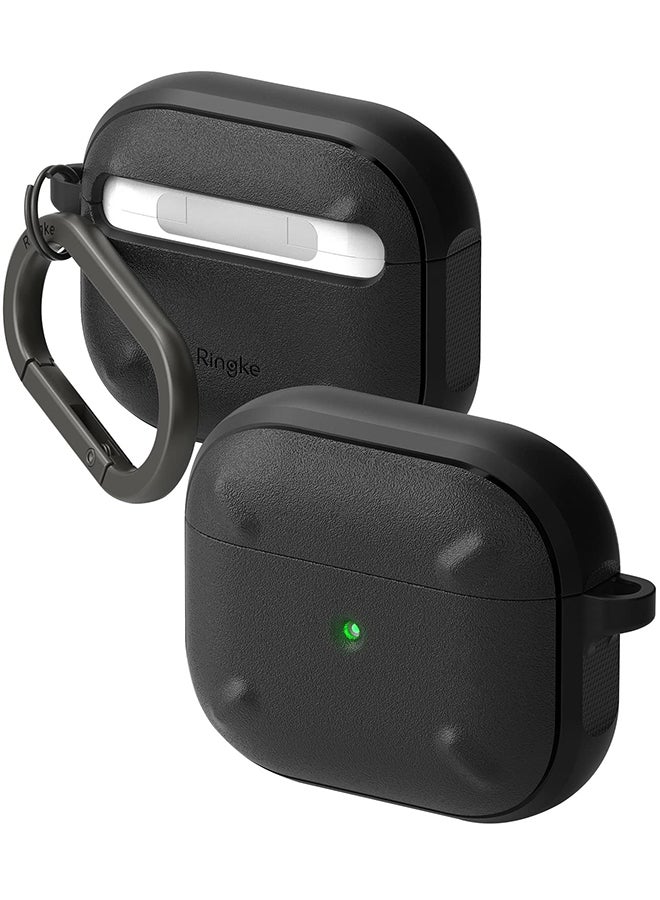 رينجك غطاء حماية واق مقاوم للصدمات من العقيق اليماني مع حلقة مفاتيح لسماعات أبل إيربودز من الجيل الثالث لون أسود. - Image 1