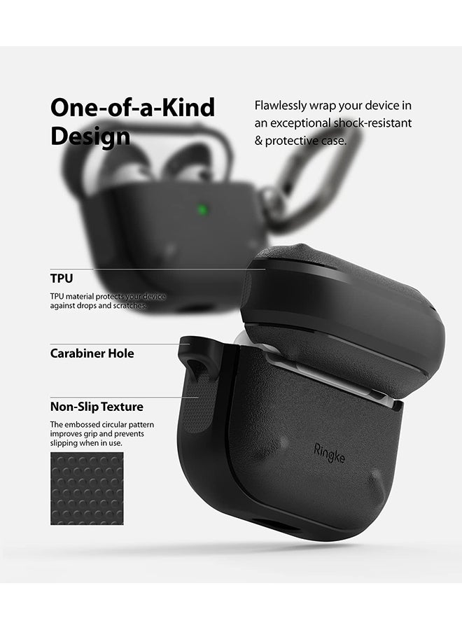رينجك غطاء حماية واق مقاوم للصدمات من العقيق اليماني مع حلقة مفاتيح لسماعات أبل إيربودز من الجيل الثالث لون أسود. - Image 3