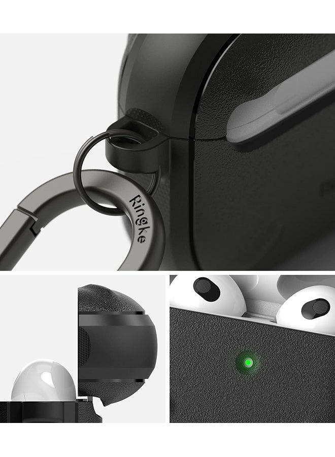 رينجك غطاء حماية واق مقاوم للصدمات من العقيق اليماني مع حلقة مفاتيح لسماعات أبل إيربودز من الجيل الثالث لون أسود. - Image 4