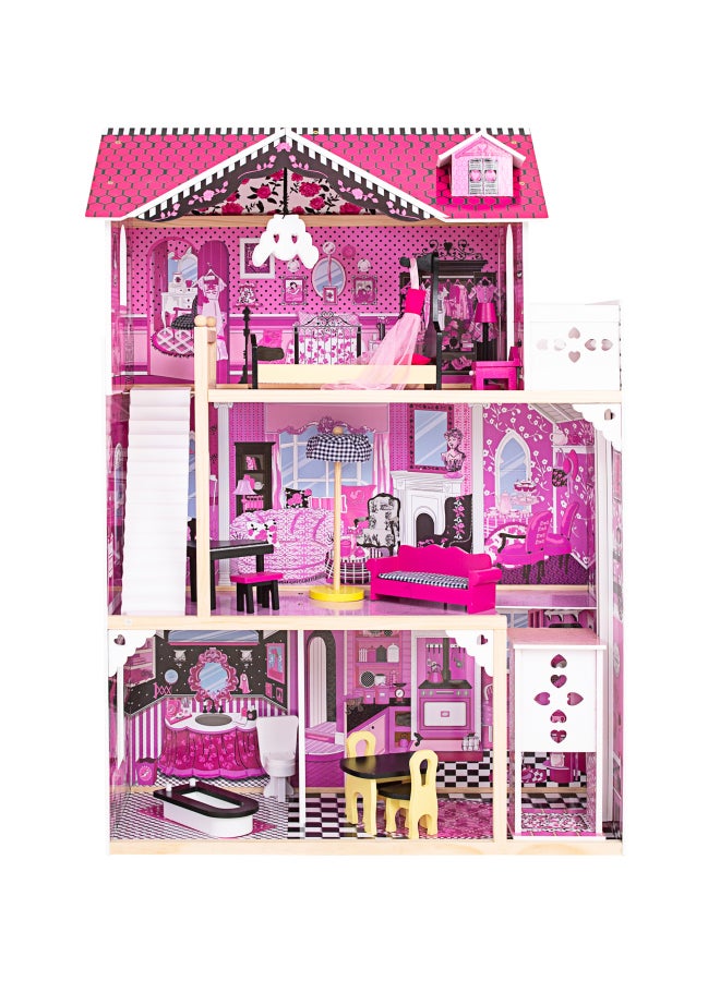 شيانغ يو مجموعة ألعاب تظاهرية لمنزل دمية خشبي باللون الوردي - Image 1