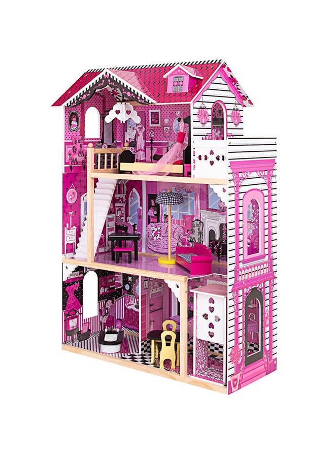 شيانغ يو مجموعة ألعاب تظاهرية لمنزل دمية خشبي باللون الوردي - Image 2