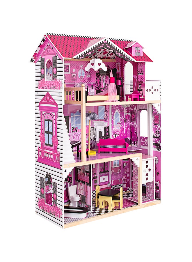 شيانغ يو مجموعة ألعاب تظاهرية لمنزل دمية خشبي باللون الوردي - Image 3