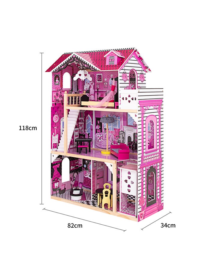 شيانغ يو مجموعة ألعاب تظاهرية لمنزل دمية خشبي باللون الوردي - Image 4