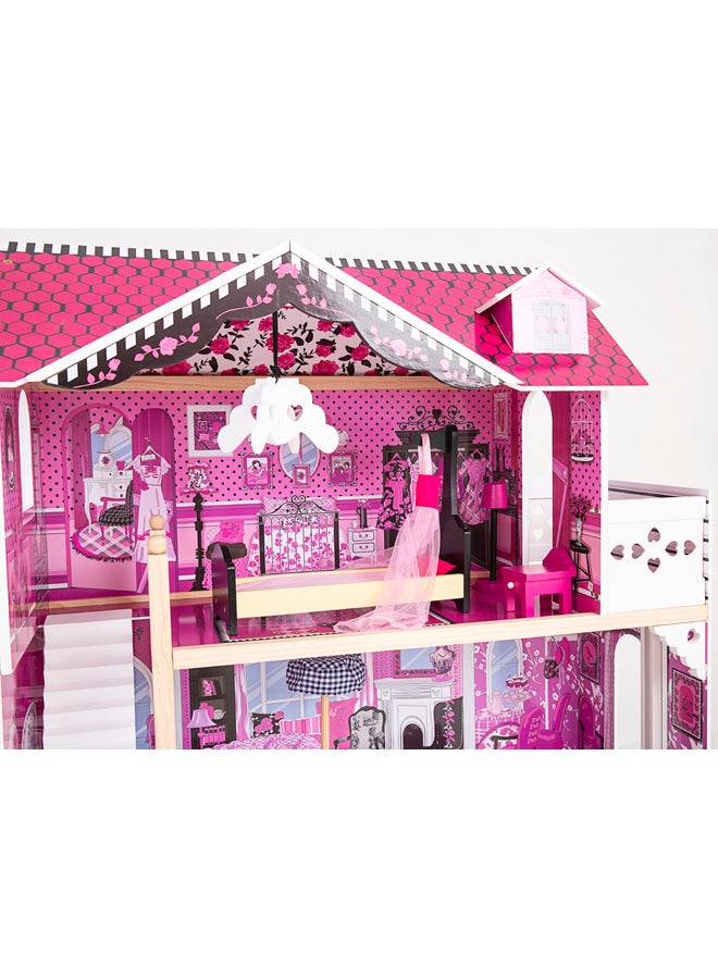 شيانغ يو مجموعة ألعاب تظاهرية لمنزل دمية خشبي باللون الوردي - Image 5