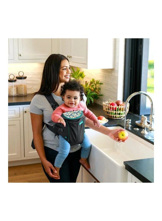 إنفانتينو Swift Classic Carrier with Pocket - 2 Ways to Carry Grey Carrier with Wonder Bib And Essentials Storage Front Pocket, Adjustable Back Strap, Inward And Outward Facing, Easy to Clean Material