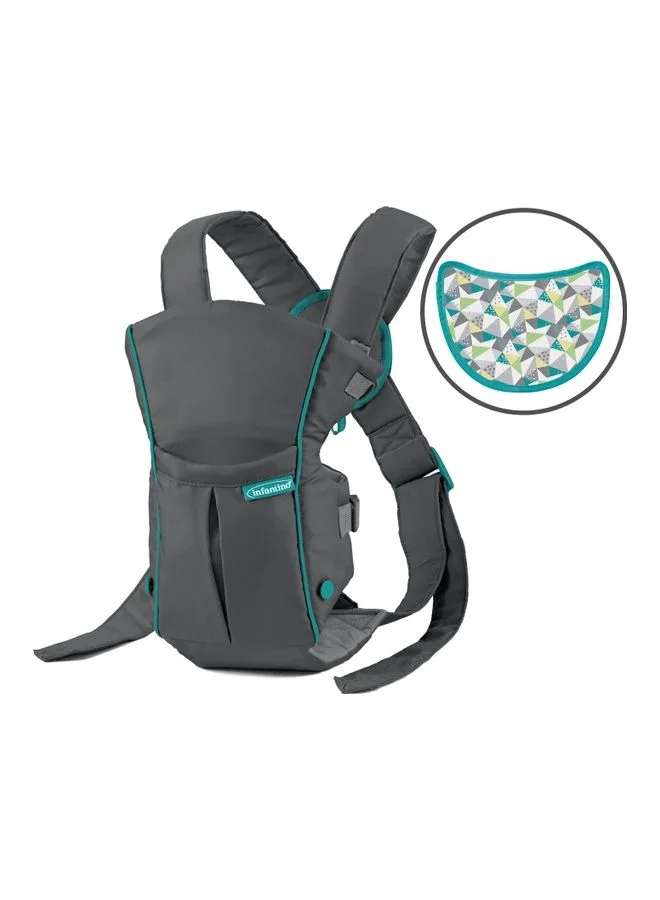 إنفانتينو Swift Classic Carrier with Pocket - 2 Ways to Carry Grey Carrier with Wonder Bib And Essentials Storage Front Pocket, Adjustable Back Strap, Inward And Outward Facing, Easy to Clean Material