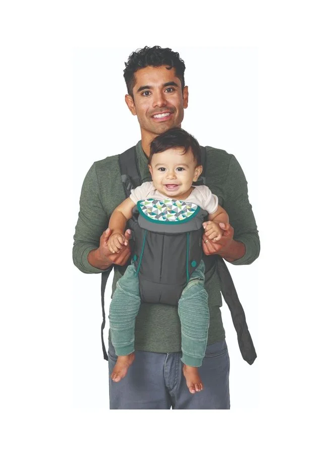 إنفانتينو Swift Classic Carrier with Pocket - 2 Ways to Carry Grey Carrier with Wonder Bib And Essentials Storage Front Pocket, Adjustable Back Strap, Inward And Outward Facing, Easy to Clean Material