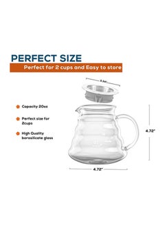 V60 Coffee Server Heat Resistant Glass Pot Pour Over Coffee Tea Server Kettle Coffee Maker Clear 600ml - v1663067058/N48716930A_3