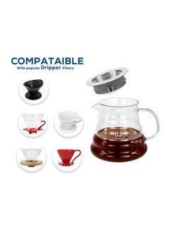 V60 Coffee Server Heat Resistant Glass Pot Pour Over Coffee Tea Server Kettle Coffee Maker Clear 600ml - v1663067059/N48716930A_4