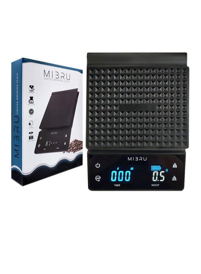 MIBRU - Coffee Scale With Timer Kitchen Scale Pour Over V60 Drip Coffee Digital Scale Waterproof Mat 0.1G-3000G Black 13.2x18.29x3.5cm - Image 1