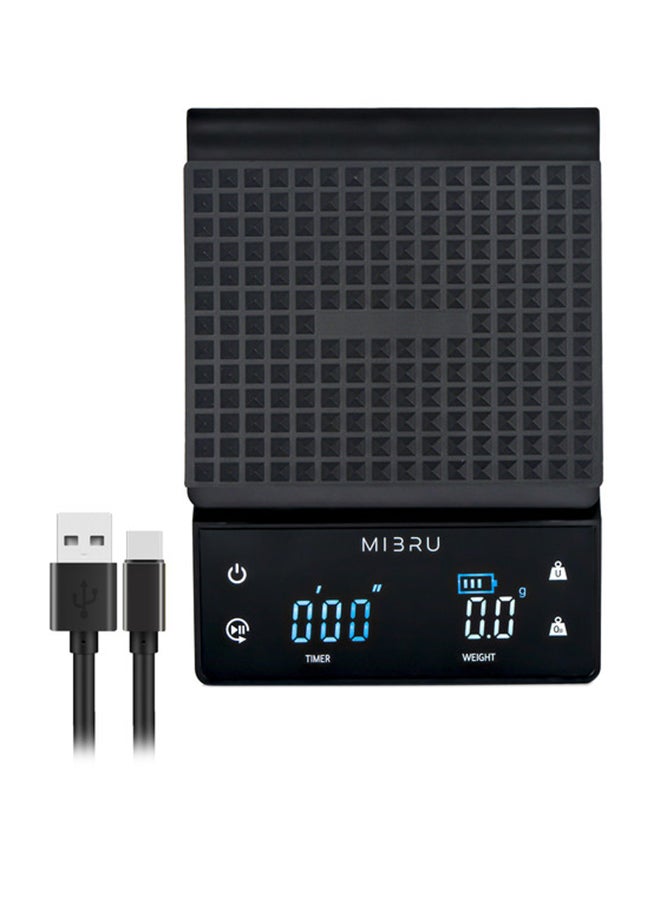 MIBRU - Coffee Scale With Timer Kitchen Scale Pour Over V60 Drip Coffee Digital Scale Waterproof Mat 0.1G-3000G Black 13.2x18.29x3.5cm - Image 1