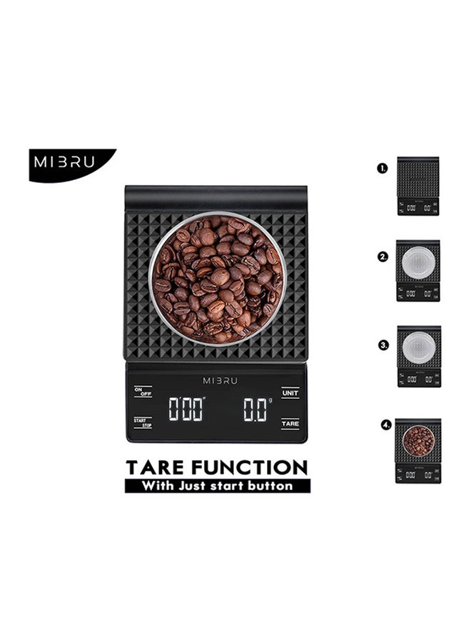 MIBRU - Coffee Scale With Timer Kitchen Scale Pour Over V60 Drip Coffee Digital Scale Waterproof Mat 0.1G-3000G Black 13.2x18.29x3.5cm - Image 1