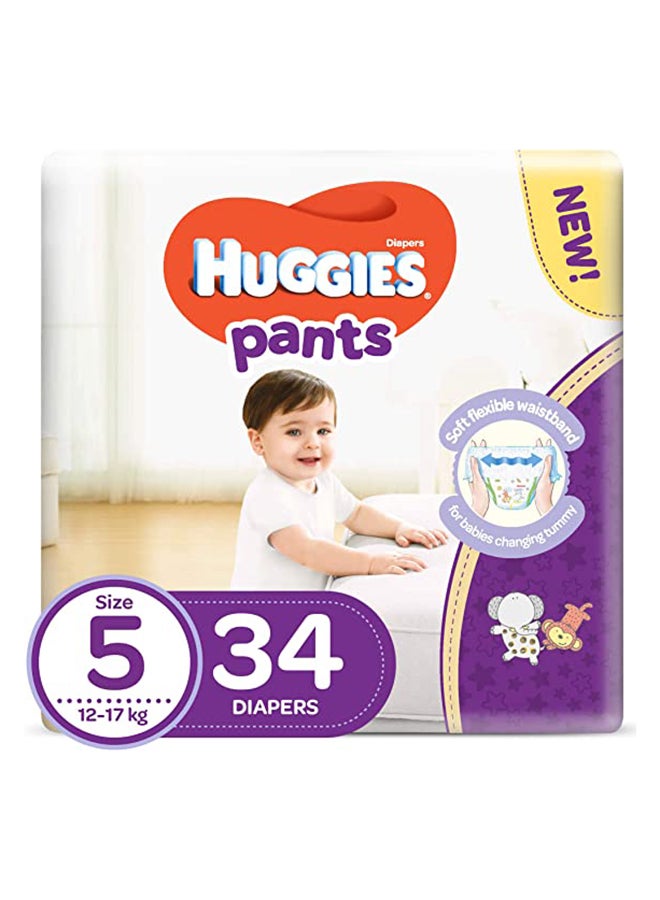 Huggies - Extra Care Baby Pants Diapers, Size 5, 12 - 17 Kg, 34 Count - Super Mega Pack, Cloud Soft Comfort - Image 1