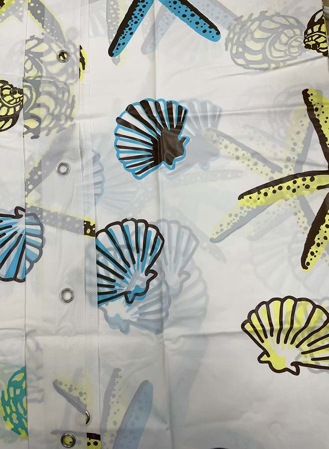 Printing Shower Curtain White/Brown/Blue 180x180cm - Image 4