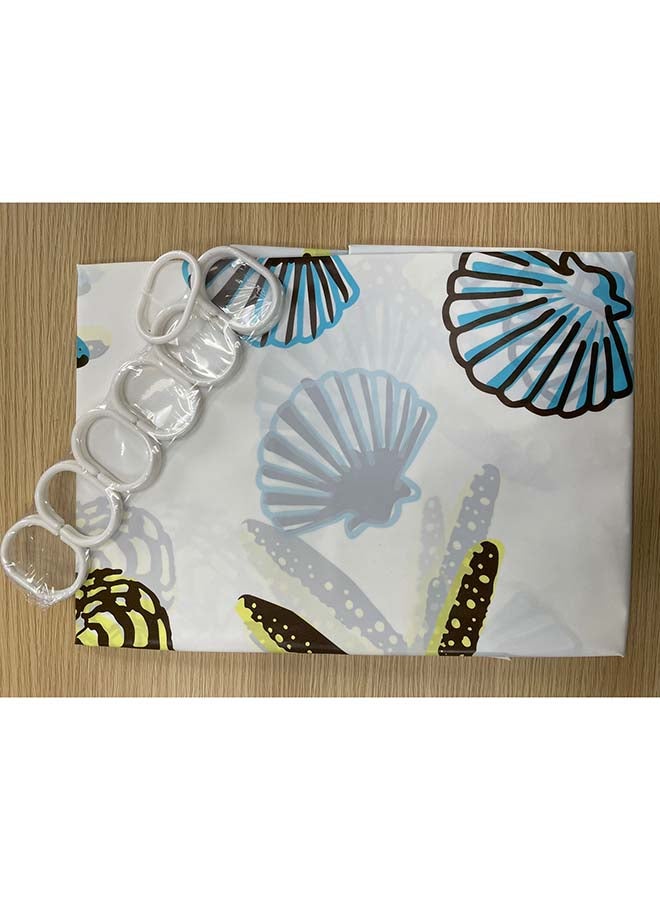 Printing Shower Curtain White/Brown/Blue 180x180cm - Image 5