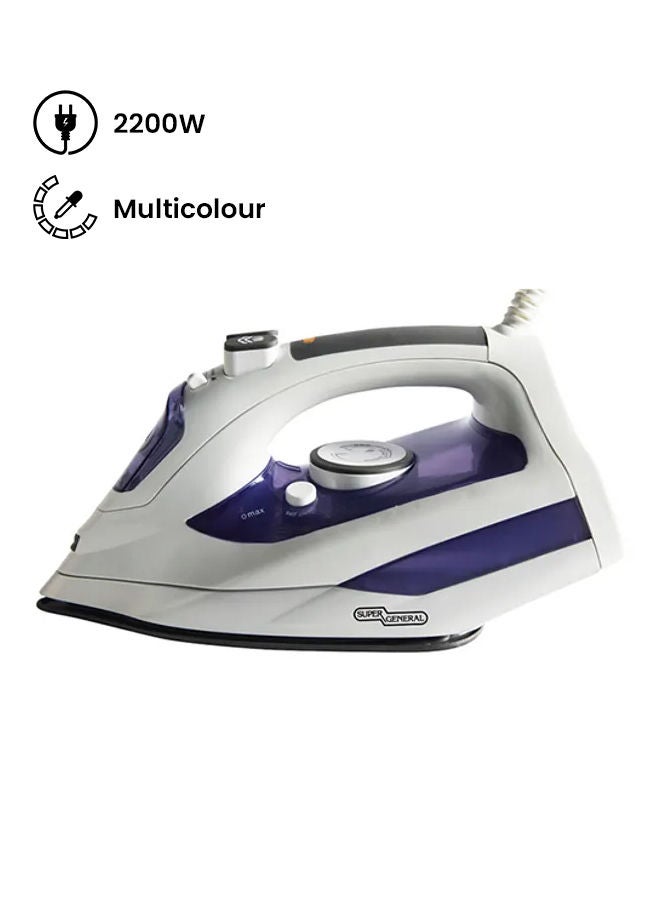 SUPER GENERAL Steam Iron, 1800W to 2200W Power, 300ml Water Tank Capacity, Non-Stick Base 300 ml 2200 W KSGI-35SC Purple  - Image 1