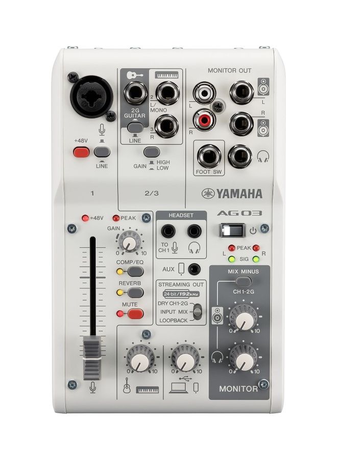 YAMAHA 3-Channel Live Streaming Loopback Audio USB Mixer AG03MK2 White  - Image 1