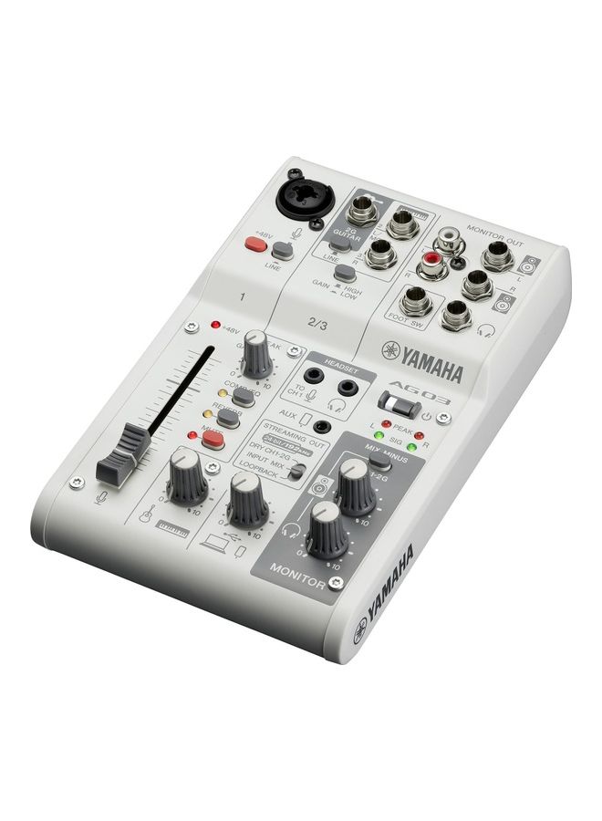 YAMAHA 3-Channel Live Streaming Loopback Audio USB Mixer AG03MK2 White  - Image 2