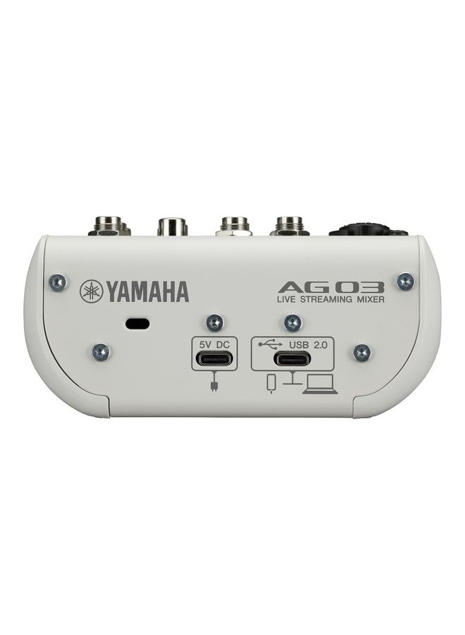 YAMAHA 3-Channel Live Streaming Loopback Audio USB Mixer AG03MK2 White  - Image 3