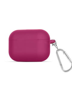 MARGOUN Protective Silicone Case Cover with Carabiner Hook for Apple AirPods Pro Rose Red  - Image 2