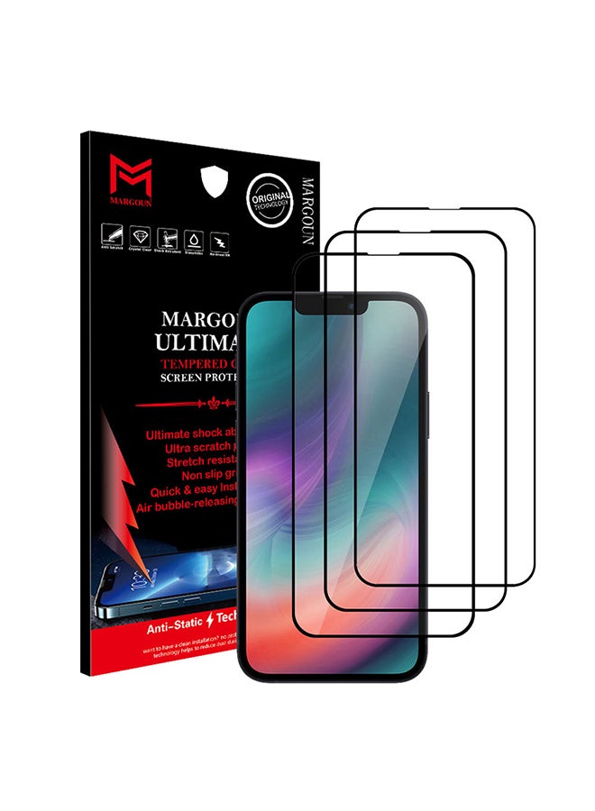 MARGOUN 3 Pack Screen Protector Anti-Scratch Tempered Glass Clear 3D HD Edge to Edge Full Coverage 9H Case Friendly Film For Apple iPhone 14 Plus 6.7 inch Clear/Black - Image 1