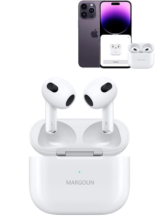 MARGOUN Wireless Earbuds for iPhone 14 Series TWS Bluetooth Earphones Touch Control Hi-Fi Stereo Sound Noise Reduction Sport In-Ear Headphones with Charging Case White  - Image 1
