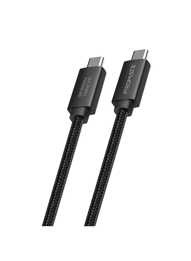 بروميت كابل آيفون 15، كابل USB4 فائق السرعة بسرعة 40 جيجابت في الثانية، 1 متر أسود أسود  - Image 1