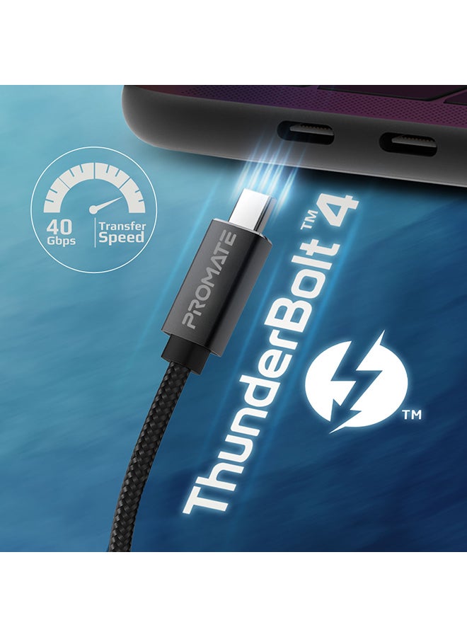 بروميت كابل آيفون 15، كابل USB4 فائق السرعة بسرعة 40 جيجابت في الثانية، 1 متر أسود أسود  - Image 2