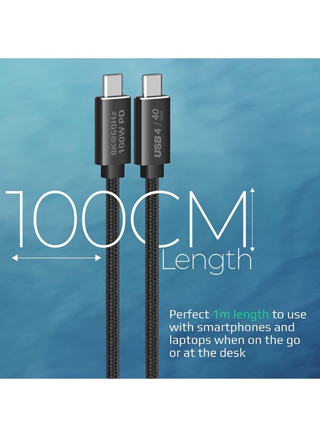 بروميت كابل آيفون 15، كابل USB4 فائق السرعة بسرعة 40 جيجابت في الثانية، 1 متر أسود أسود  - Image 3