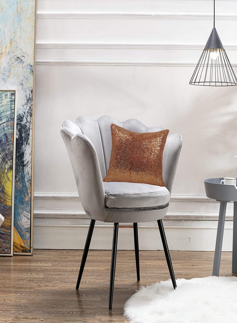 هوم تاون غطاء وسادة ديكور بحشوة مصنوع من البوليستر بنسبة 100% والجانب الأمامي مزين بترتر والجانب الخلفي من نسيج البولي دوبيون من هوم تاون نحاسي 40x40سم - Image 4