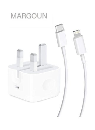 USB-C 20W Power Adapter with Lightning to USB-C Cable 1m for iPhone 14 Series Wall Charger Travel Adapter with Foldable Pins White - v1663153357/N53350414A_1