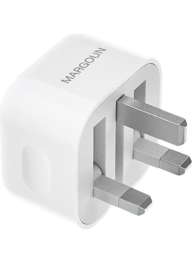 MARGOUN - USB-C 20W Power Adapter with Lightning to USB-C Cable 1m for iPhone 14 Series Wall Charger Travel Adapter with Foldable Pins White - Image 1