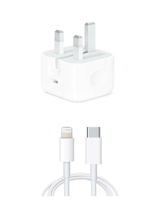 MARGOUN - USB-C 20W Power Adapter with Lightning to USB-C Cable 1m for iPhone 14 Series Wall Charger Travel Adapter with Foldable Pins White - Image 1