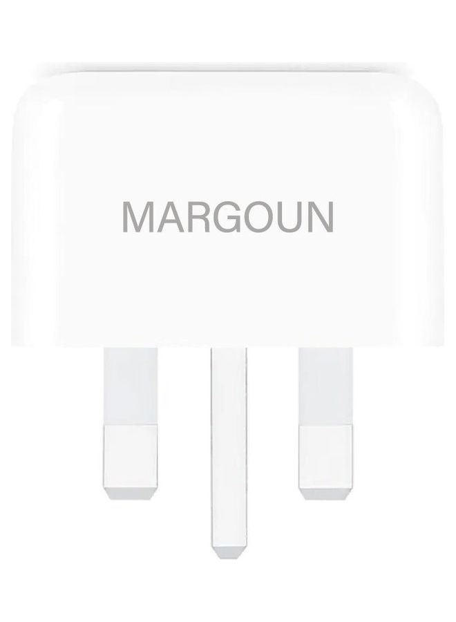 MARGOUN - USB-C 20W Power Adapter with Lightning to USB-C Cable 1m for iPhone 14 Series Wall Charger Travel Adapter with Foldable Pins White - Image 1