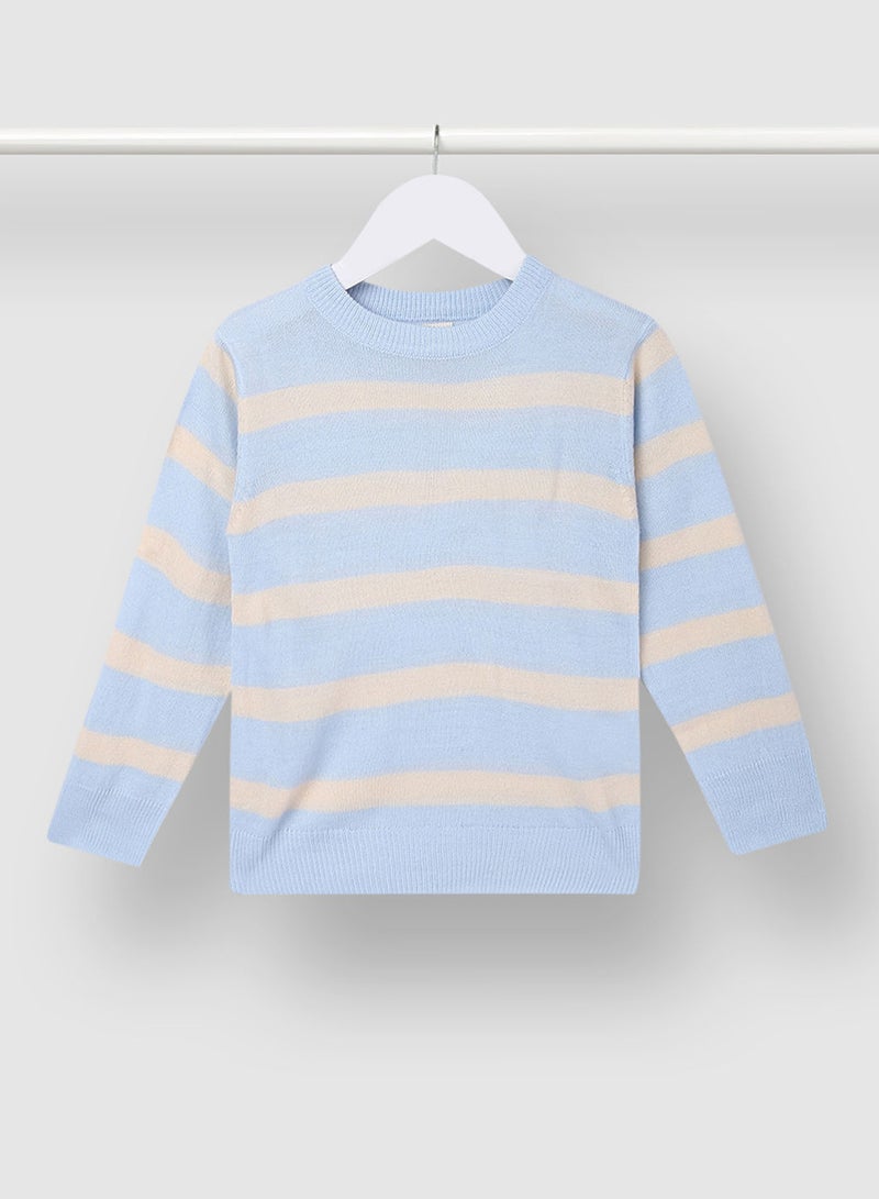 NEON Boys Round Neck Long Sleeve Sweater Blue/White  - Image 1