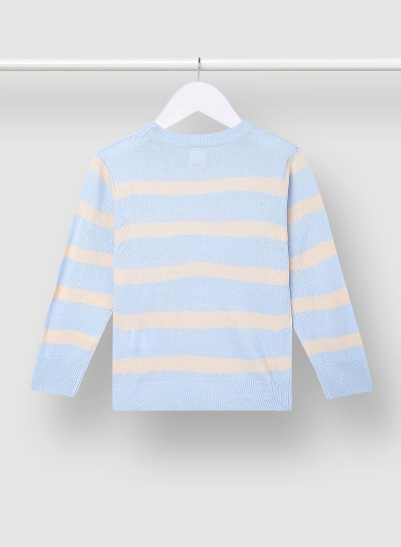 NEON Boys Round Neck Long Sleeve Sweater Blue/White  - Image 2